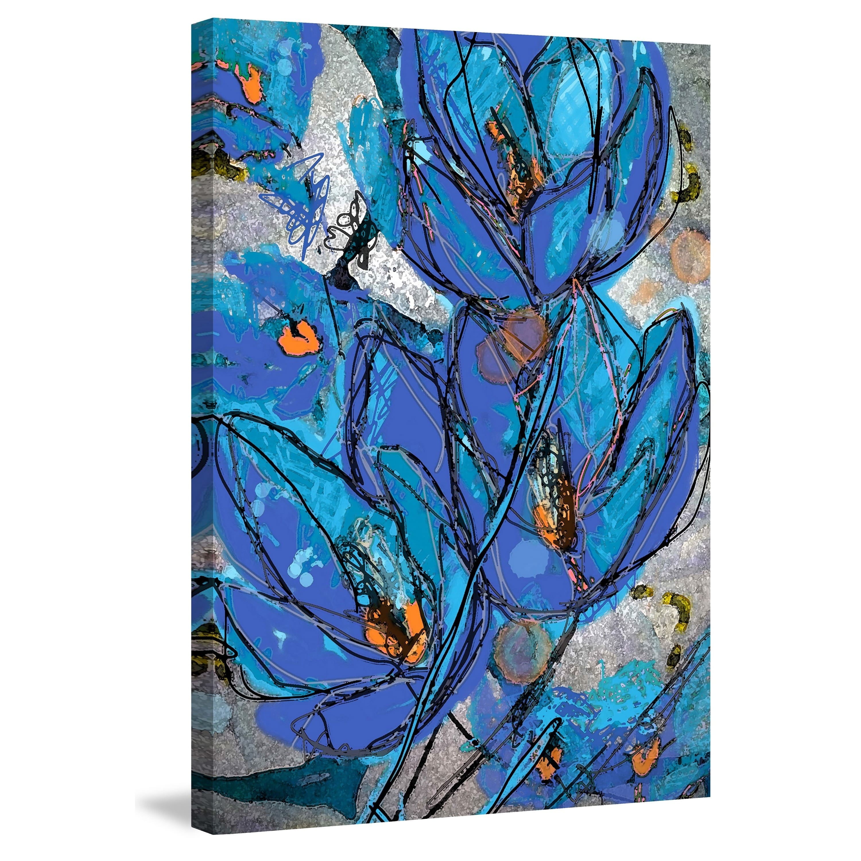 Sketch Cyanine Blue Painting Print on Wrapped Canvas
