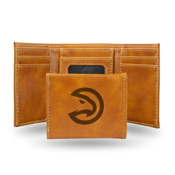 Atlanta Basketball Hawks Brown Trifold Wallet with Clear ID Window