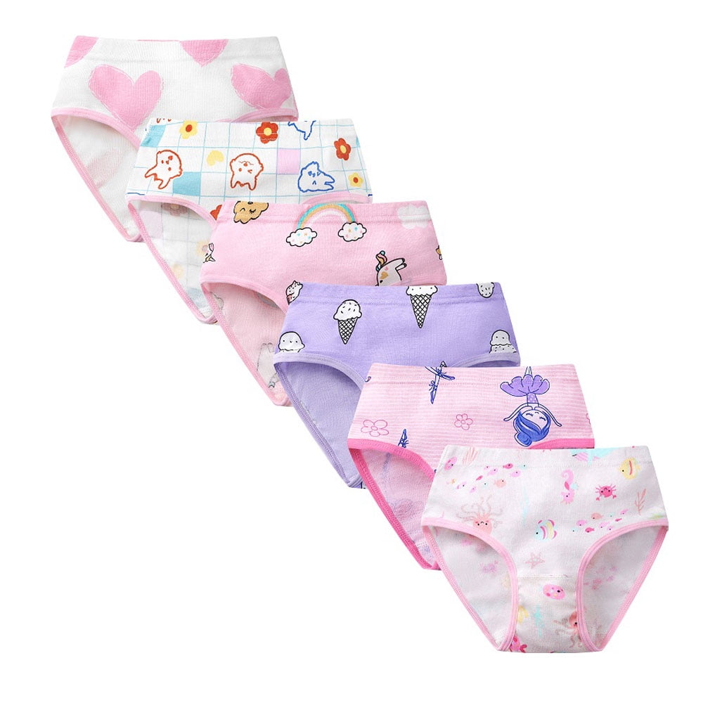 SYNPOS 6 Pack Girls Underwear 100 Cotton Underwear for Girls Breathable Toddler Girl Underwear