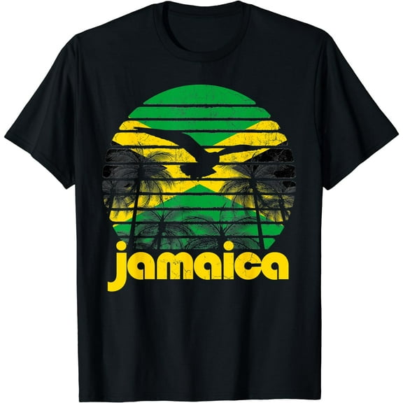 Retro Jamaica Flag Jamaican 70's 80's Men Women Gift Vintage T-Shirt