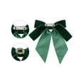thumbnail image 3 of INSPIRE CHIC Women's Velvet Bow Brooch Solid Color with Rhinestone Decor Green, 3 of 5