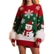 thumbnail image 1 of Suéter Navideño de Larga, Cuello Redondo y Medio para Mujer, con Estampado de Copos de Nieve en Jacquard y Colores Contrastantes Rojo L, 1 of 3