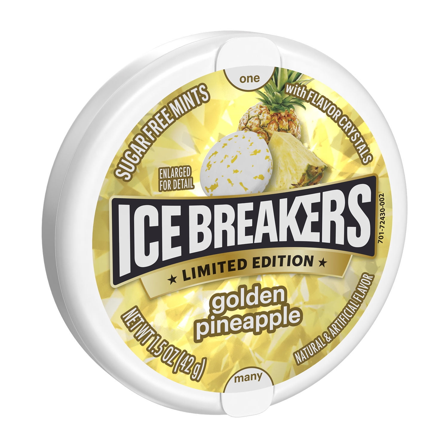 Ice Breakers Golden Pineapple Mints, Tropical Flavor Crystals, Tin
