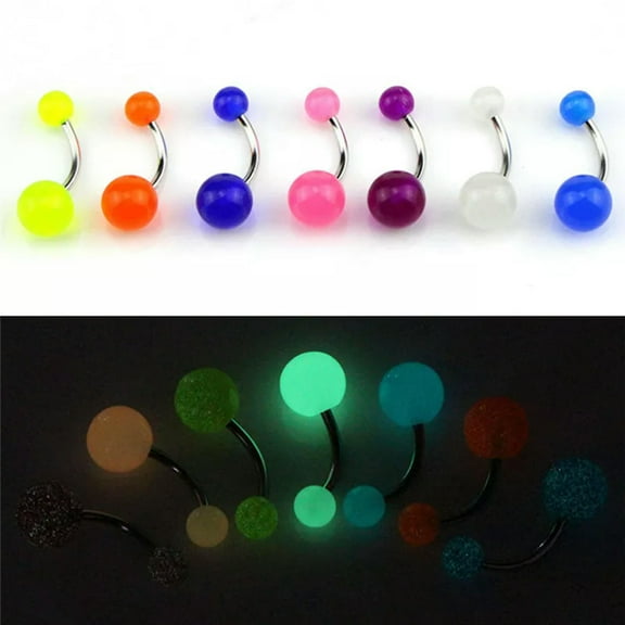 HOOUN 7PCS/Set Glow In The Dark Belly Button Navel Bar Rings Body Piercing JewelrI-qy_