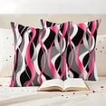 thumbnail image 3 of Pink Stripe Outdoor Waterproof Pillow Covers, Gradient Grey Moire Geometric Modern Abstract Decorative Square Throw Pillowcase Sofa Cushion Sham for Patio/Couch/Chair, 20"x20" 2 Pack, 3 of 8
