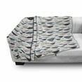 thumbnail image 2 of Underwater Soft Flannel Fleece Throw Blanket, Funny Shapes of Fish with Wavy Stripes, Cozy Plush for Indoor and Outdoor Use, 50" x 60", White Multicolor, by Ambesonne, 2 of 5