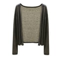 thumbnail image 2 of Womens Coverup Women's Cropped Sheer Open Front Cardigan Lightweight Knit Beach Cover Up Comfy Casual Summer Tops Dark Gray M, 2 of 4