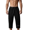 thumbnail image 3 of PIWHJQK Men Capris Pants Beach Vacation Pants Men Solid Lightweight Beach Shorts Casual Capris Pants Summer Men Casual Pants, 3 of 6