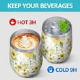 thumbnail image 4 of 12oz Stemless Wine Tumblers White Sunflower Vacuum Insulated Stainless Steel Travel Tumbler Cups Mug with Lid and Straw for Champaign,Cocktail,Beer with Cleaning Brush, 4 of 5