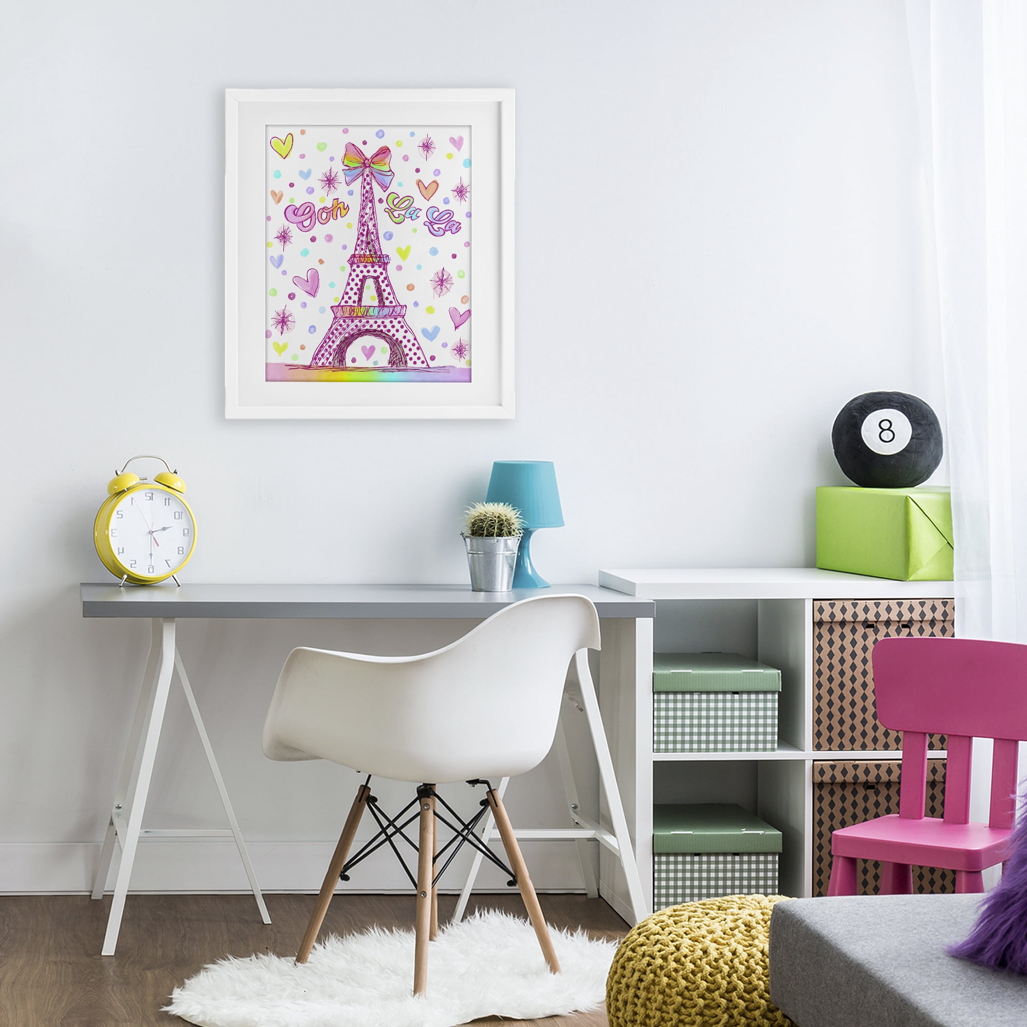 Stupell Industries Bright Pastels Eiffel Tower White Framed Print Under Glass, design by Jess Stempel