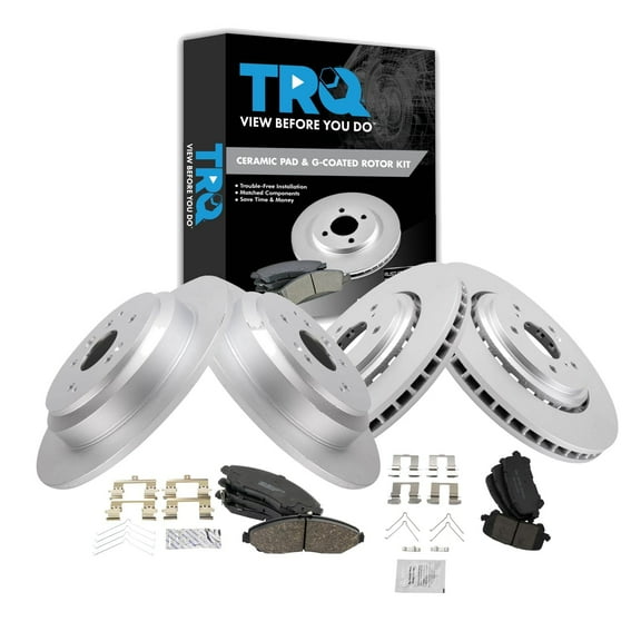 TRQ Front and Rear Brake Pad & Rotor Kit Brake Pads Brake Rotor Ceramic Premium G-Coated Fits Select 2014-2016 Acura MDX