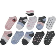 Fila Kids Girls 10-Pack Half Cushion No Show Socks with Hair Ties Dotted - Blush, Girls Small Shoe Sizes 7-10