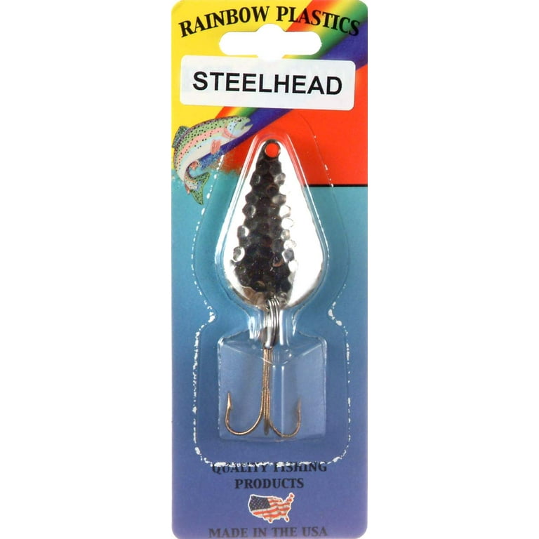 Fishing Lure NEW lot of 3 STEELHAND Heavy Duty Spoon RAINBOW PLASTICS  Treble USA