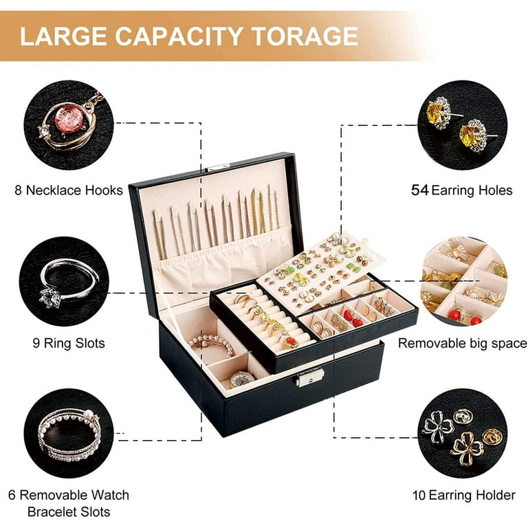 Double-Layer PU Leather Portable Jewelry Box Jewellery Storage