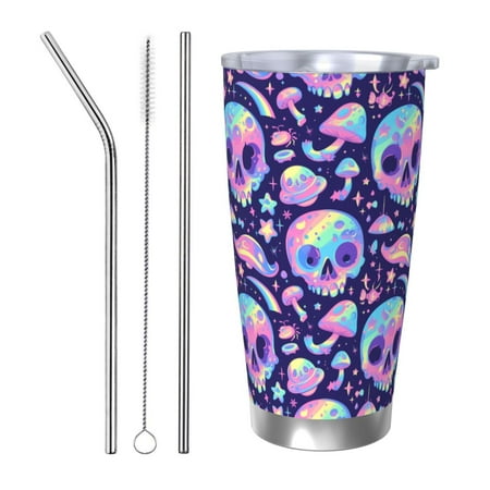 

Junzan crystal Skull mushroom for 20oz Stainless Steel Insulated Car Cup with Spillproof Lid - Insulated Coffee Mug Thermal Cup-Straw Three-piece Set