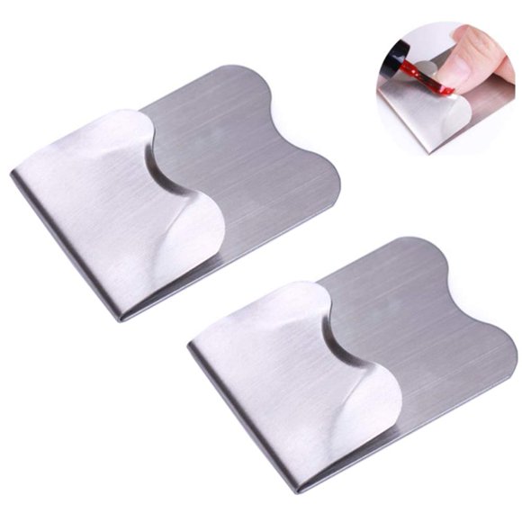 2Pcs Nail Art Manicure Edge Trimmers Stainless Steel French Style Easy Nails Line Edge Guide Trimmer Template For Manicure Nail Art Fingernail Styling Acrylic Gel Cutter Tool Silver