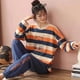 thumbnail image 1 of Conjunto de pijama a rayas para Mujer, ropa de dormir de dibujos animados, 2 piezas, talla grande 3XL, verano y otoño, 1 of 4