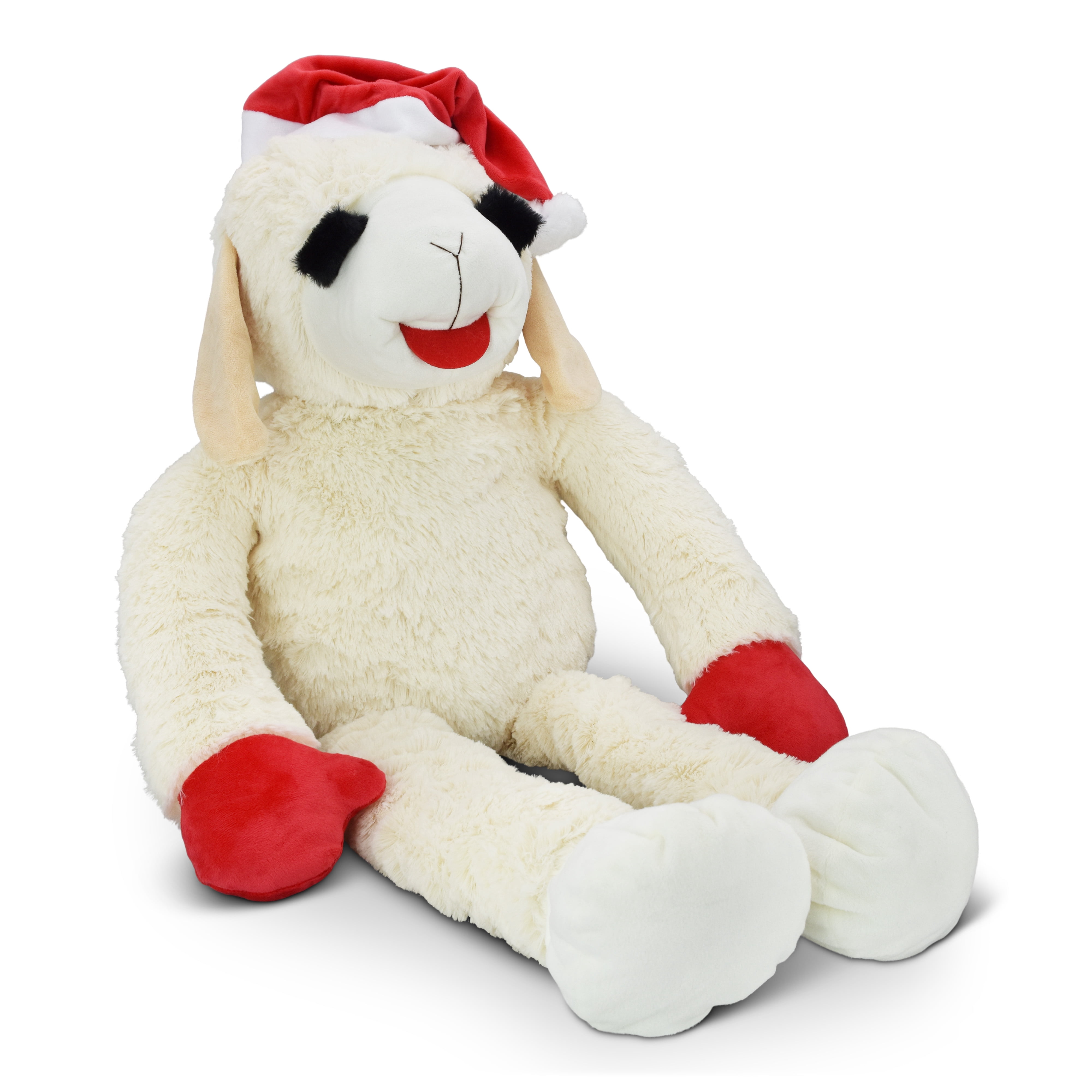 Multipet Holiday Super-Sized Plush Lamb Chop with Santa Hat, 3 Feet Tall, Limited Edition