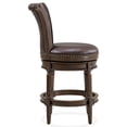 thumbnail image 3 of ROME + OAK Runyan Swivel Counter Barstool, High Back, Dark Walnut Brown Vegan Leather, 3 of 12