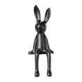 thumbnail image 2 of Figura de conejo sentado, estatua, escultura, adorno, expositor, creación de cerámica sencilla y divertida, adecuada para estantería de oficina, decor Negro, 2 of 8
