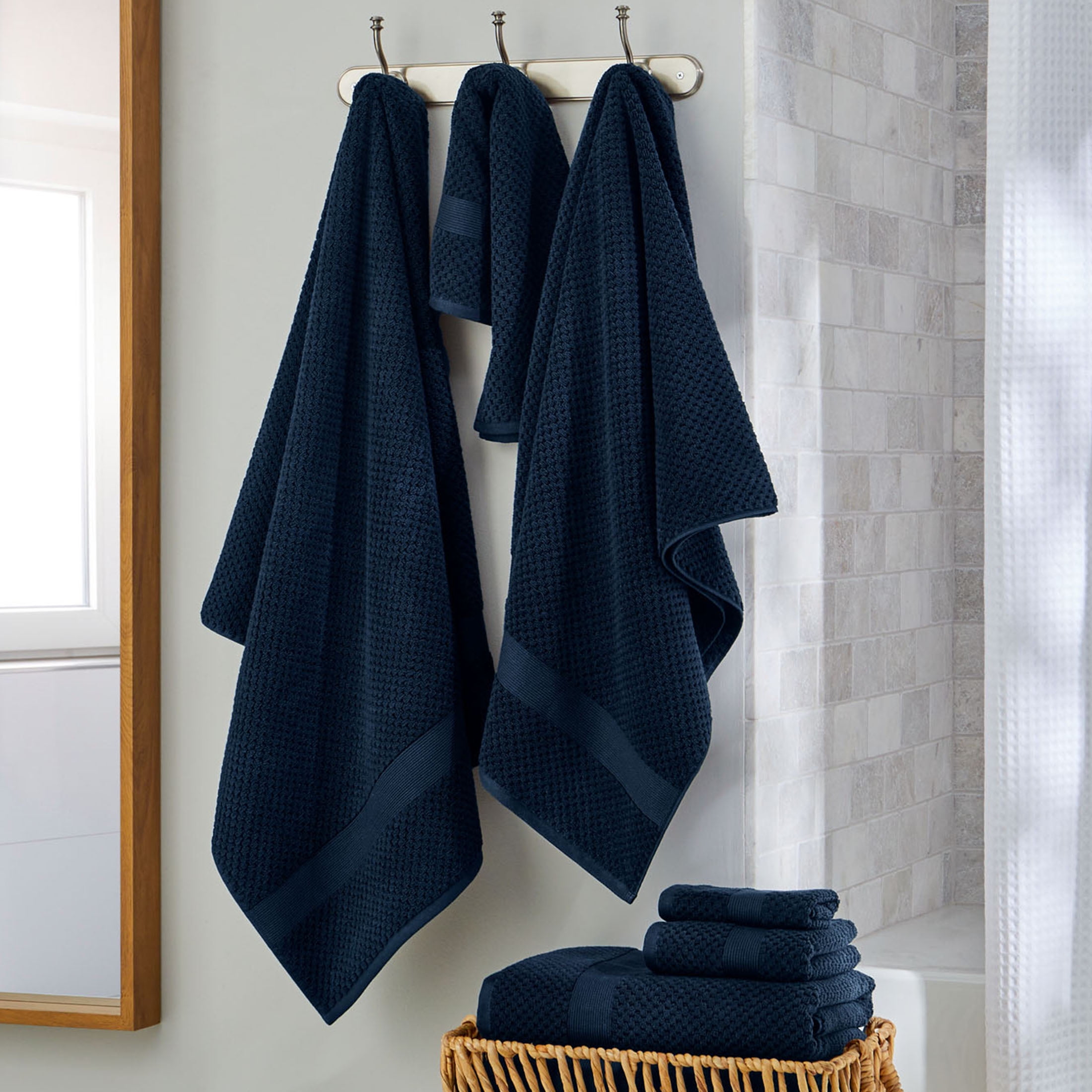 Better Homes & Gardens Signature Soft Cotton Popcorn Textured Bath Towel, Blue Admiral