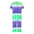 thumbnail image 4 of Tnhcen 2 Piece Women's Gradient Print Pajamas Sets Short Sleeve Top Capri Pants Pjs Sleepwear with Pockets Homewear S-3XL, 4 of 7