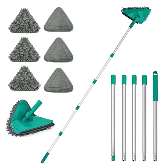 JEHONN Vadrouille Nettoyante pour Murs avec Long Manche, Plumeau de Plafond avec Tampon en Microfibre et Chenille pour Nettoyer Fenêtre, Armoire, Murs Peints, Plancher, Plinthe