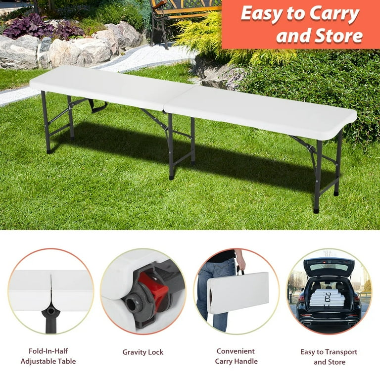 YRLLENSDAN Plastic Folding Bench 6FT Outdoor Bench Plastic Bench