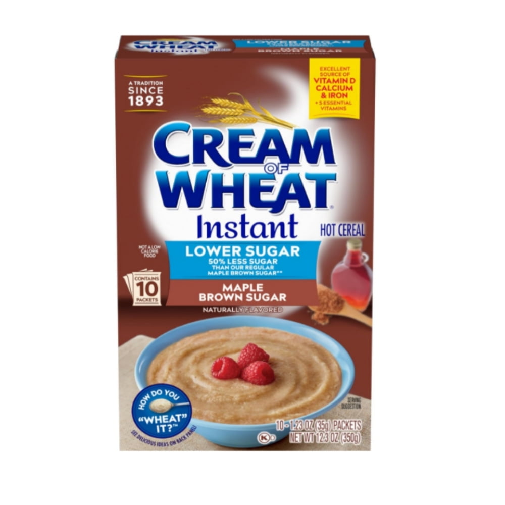 Cream of Wheat Instant Lower Sugar Maple Brown Sugar, 12.3 Ounce, 10 Packets (2 Pack) with Spatula