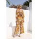 thumbnail image 5 of Pantalones de pierna ancha de cintura alta de manga corta con volantes florales de verano para mujer mono suelto informal mostaza PeonyXX-Large, 5 of 5