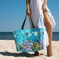 thumbnail image 4 of KLL Corals and Tropical Fish Print Large Beach Tote Bag Women Waterproof Sandproof Zipper Beach Tote Bag for Pool Gym Grocery Travel with Wet Pocket, 4 of 7