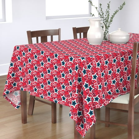 

Cotton Sateen Tablecloth 70 x 108 - Stars Fireworks 4Th Of July Red White Blue Print Independence Day Patriotic Large Star Usa Holiday Print Custom Table Linens by Spoonflower