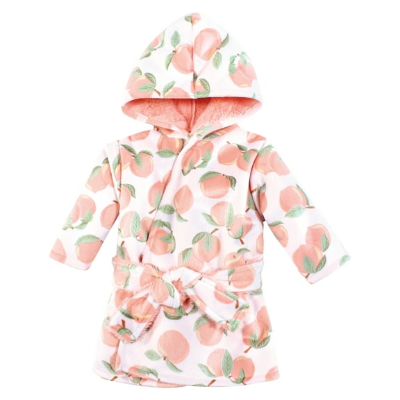 Hudson Baby Infant Girl Mink with Faux Fur Lining Pool and Beach Robe Cover-ups, Peach, 0-6 Months