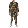 thumbnail image 3 of Naloa Surreal Weightlifting Snail Men’s Pajamas Set - Long Sleeve Button Down Sleep Shirt and Pajama Bottoms Sleepwear Set-Medium, 3 of 7