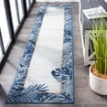 thumbnail image 3 of SAFAVIEH Cabana Elvina Botanical Indoor/Outdoor Runner Rug, Ivory/Navy, 2' x 10', 3 of 11