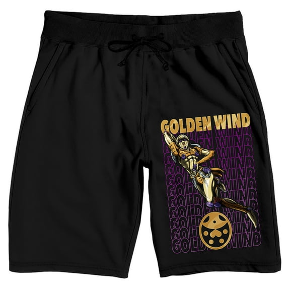 JoJo's Bizarre Adventure Golden Wind with Repeat Text Men's Black Sleep Pajama Shorts-XXL