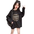 thumbnail image 2 of Sudadera con capucha holgada informal de algodón para niñas adolescentes, con estampado de letras, manga larga y cuello redondo, 2 of 5