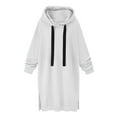 thumbnail image 2 of Fartey Oversized Long Hoodies for Women Fashion Simple Solid Color Fleece Sweatshirts Split Hem Drawstring Hooded Pullover Tops Loose Casual Long Sleeve Sweatshirt with Pockets, 2 of 7