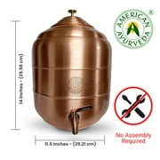 American Ayurveda Countertop 5 Gallon 100% Pure Copper Water Dispenser / Pot / Matka with Stainless Steel Faucet Spigot