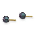 thumbnail image 2 of Real 14kt Yellow Gold 3-4mm Black Button FW Cultured Pearl Stud Post Earrings; for Adults and Teens; for Women and Men, 2 of 3