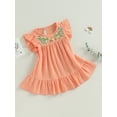 thumbnail image 3 of Bagilaanoe Toddler Baby Girl Summer Dress Floral Embroidery Flying Sleeve A-line Dresses 6M 12M 18M 24M 3T 4T 5T Kids Casual Swing Sundress, 3 of 9