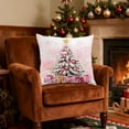 thumbnail image 5 of Darzheoy Pink Christmas Pillow Cover with Santa Snowman Tree Print for Home Bedroom Decorative Cushion Holiday Decor, 5 of 6