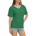 thumbnail image 2 of Womens Casual V Neck T Shirts Short Sleeve Loose Fit Summer Flowy Tops Tees, 2 of 6