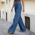 thumbnail image 4 of Ruimatai Women's High Waist Wide Leg Jeans Seam Stitch Patch Pocket Vintage Full Length Denim Trousers, 4 of 8