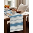 thumbnail image 4 of Ocean Blue White Stripe Table Runner, Modern Abstract Sea Blue Striped Cotton Linen Kitchen Table Decoration Washable Dining Tabletop Runners for Home Party Decor 13x36 Inches, 4 of 9