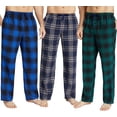 thumbnail image 1 of Mens Pajama Pants Flannel Cotton Plaid Sleep & Lounge Pants, PJ Bottoms with Pockets and Button Fly, 1 of 7