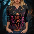 thumbnail image 2 of Godom Halloween Shirts Women T-Shirt Funny Pumpkin Graphic V-Neck Tee Fall 3/4 Long Sleeve Tops, 2 of 5