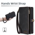 thumbnail image 5 of Allytech Detachable Magnetic Wallet Case for Samsung Galaxy S24 with Wrist Strap, Large Capacity Luxury PU Leather Card Slots Zipper Cash Pocket Shockproof Protective Wallet Case - Black, 5 of 7