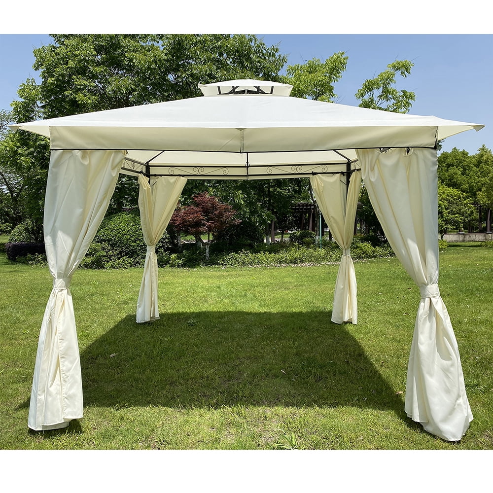 Private Jungle Outdoor 10x10 Ft Patio Garden Gazebo Tent, Outdoor Shading, Gazebo Canopy with Curtains,Beige Private Jungle Outdoor 10x10 Ft Patio Garden Gazebo Tent, Outdoor Shading, Gazebo Canopy with Curtains,Beige