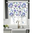 thumbnail image 5 of Purple Blue Hydrangea Tie Up Curtains for Window, Thermal Insulated Balloon Shade Adjustable Rod Pocket Curtains Valance Panels for Kitchen Bathroom Cafe 42 x 63 Watercolor Butterfly Flowers, 5 of 6